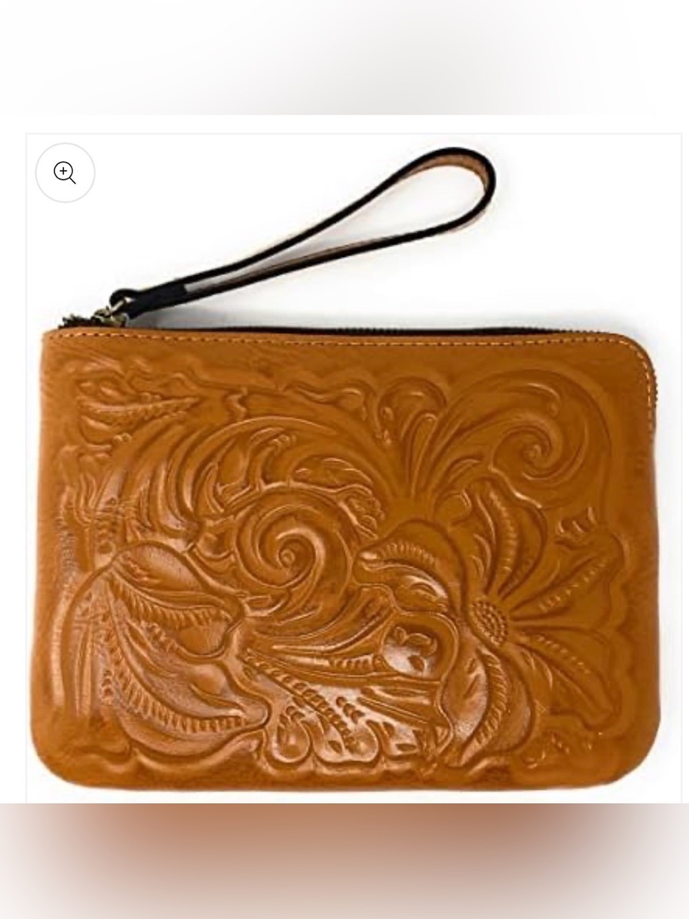 Patrica Nash Embossed Leather Wristlet Clutch in Tan